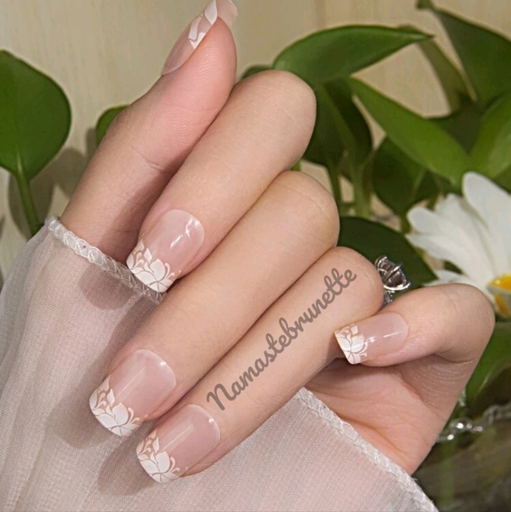 2/$16 Floral French Manicure Press On Nails